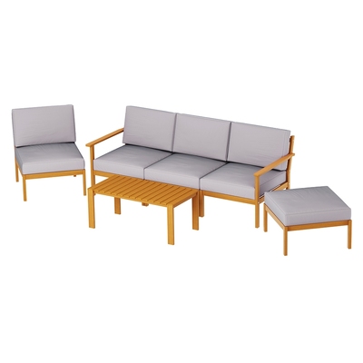 Versatile 5-Seater Wooden Outdoor Sofa Set