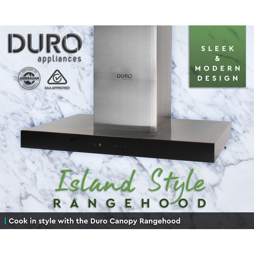 Island Style Rangehood Staineless Steel 900mm 3 speed with Remote 