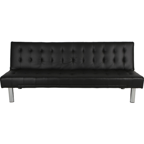 Jeda Black Leather 3 Seater Sofa Bed