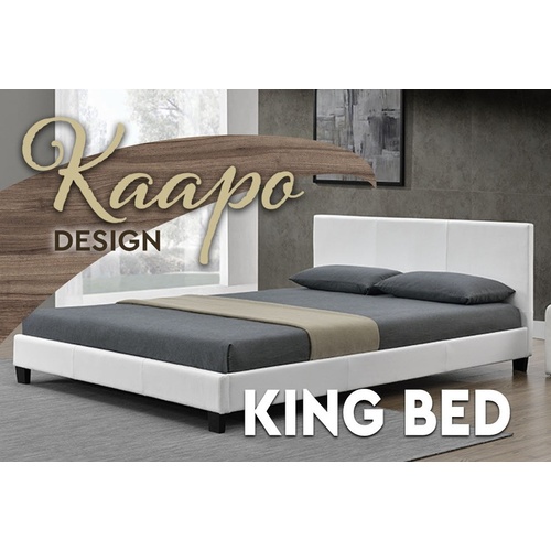 Kaapo King Size Matt PU Leather Bed White 183 x 203cm