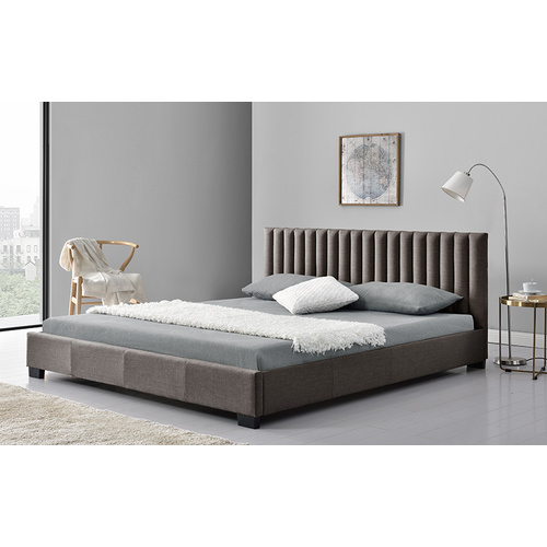 Saba Queen Size Fabric Bed Espresso 152 x 203cm