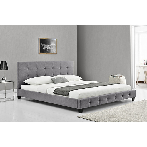 Nadine Queen Size Bed Frame Grey Melange Fabric 203 x 153 x 89cm