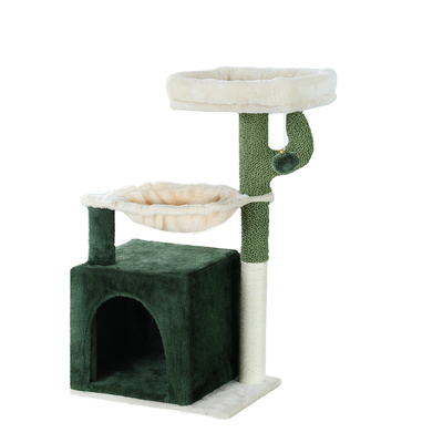 Cat Tree Scratching Post Tower Scratcher 78cm Wood Condo House Toys Green