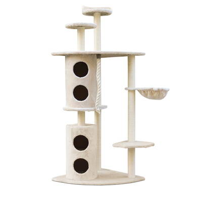 i.Pet Cat Tree Trees Scratching Post Scratcher Tower Condo House Furniture Wood Beige