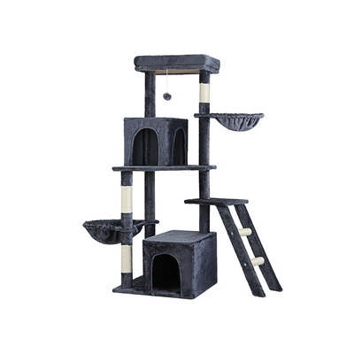 Cat Tree Tower Scratching Post Scratcher 138cm Trees Condo House Grey