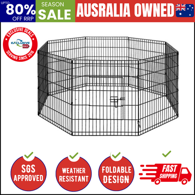 24" 8 Panel Dog Playpen Pet Fence Exercise Cage Enclosure Play Pen