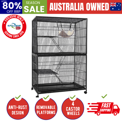 Rabbit Cage 142Cm Hutch 4 Level Bird Guinea Pig Ferret