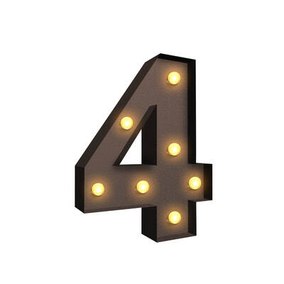 LED Metal Number Lights Free Standing Hanging Marquee Event Party D?cor Number 4