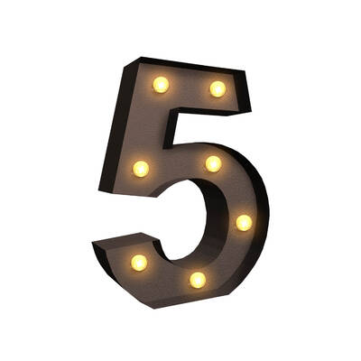 LED Metal Number Lights Free Standing Hanging Marquee Event Party Decor Number 5