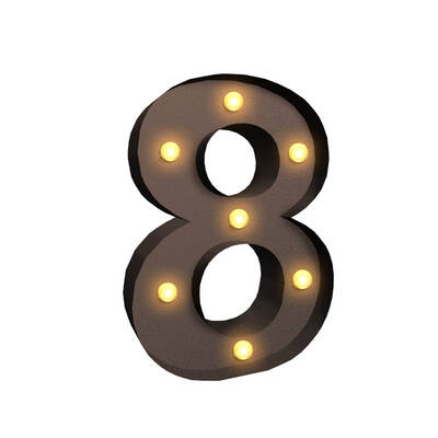 LED Metal Number Lights Free Standing Hanging Marquee Event Party Decor Number 8