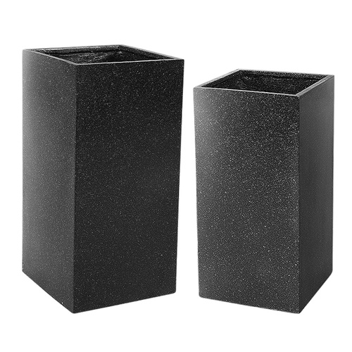 2X Plant Pots Plants Pot Stone Large Garden Indoor Outdoor Flower Planters Decor Dark Grey Rectangular