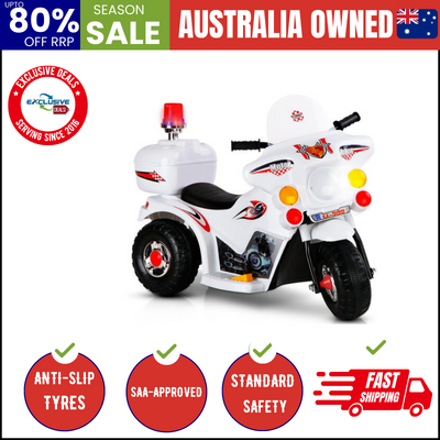 Rigo Kids Electric Ride On Police Motorcycle Motorbike 6V Battery White