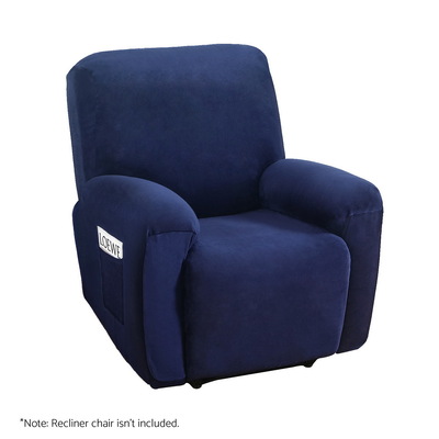 Recliner Chair Covers 1 Seater Velvet Navy