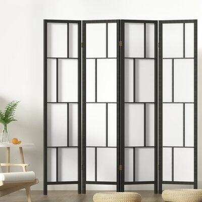 Ashton Room Divider Screen Privacy Wood Dividers Stand 4 Panel Black