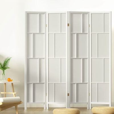 Ashton Room Divider Screen Privacy Wood Dividers Stand 4 Panel White