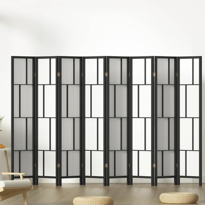 Ashton Room Divider Screen Privacy Wood Dividers Stand 8 Panel Black