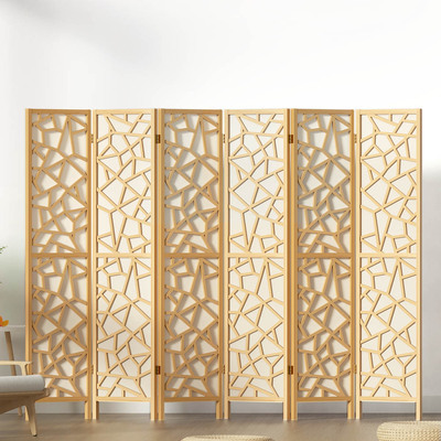 Clover Room Divider Screen Privacy Wood Dividers Stand 6 Panel Natural