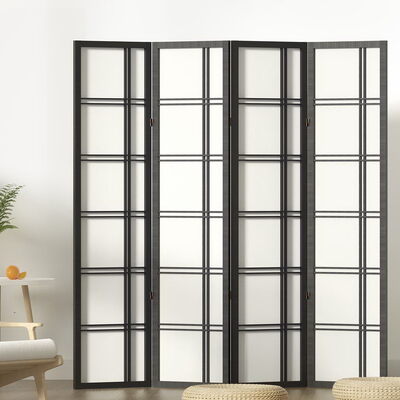 Room Divider Screen Privacy Wood Dividers Stand 4 Panel Nova Black