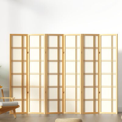 6 Panel Room Divider Screen 265x179cm Nova Natural