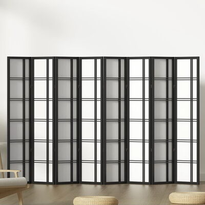 Room Divider Screen Privacy Wood Dividers Stand 8 Panel Nova Black