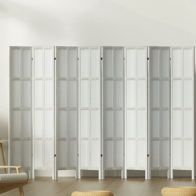 Room Divider Screen Privacy Wood Dividers Stand 8 Panel White