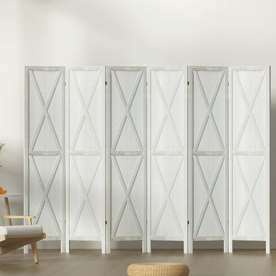 Room Divider Screen Privacy Wood Dividers Stand 6 Panel White