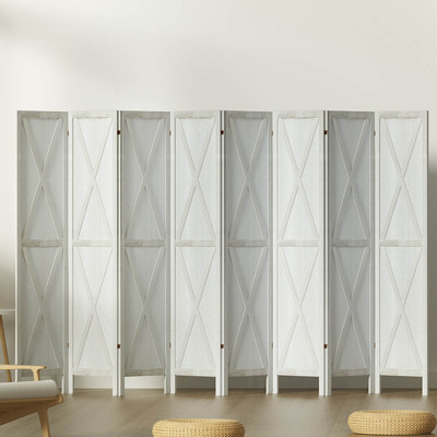 Room Divider Screen Privacy Wood Dividers Stand 8 Panel White