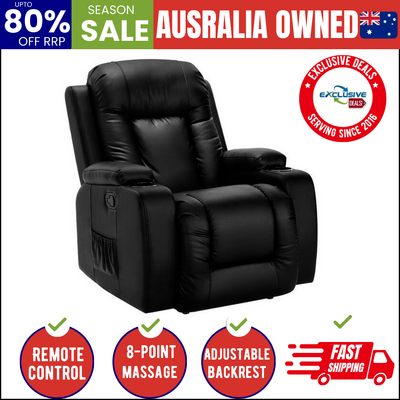 Recliner Chair Electric Heated Massage Chairs Faux Leather Cabin