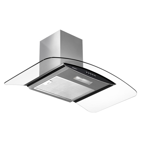 DEVANTi Rangehood 900mm Stainless Steel Curved Glass Wall Mount Range Hood