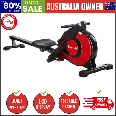 Rowing Machine Rower Magnetic Resistance Exercise Gym Home Cardio Red