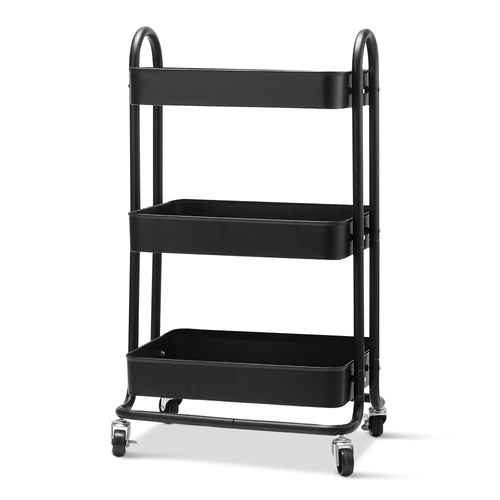 3 Tier Kitchen Trolley Stroage Cart Portable Rolling Rack Shelf Wheels