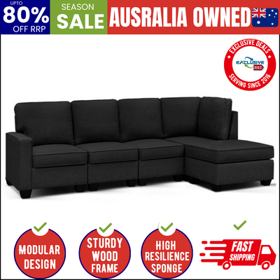 Modular Sofa Chaise Set 5-seater Dark Grey