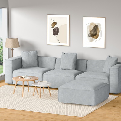 Modular Sofa Chaise Set 4-Seater Grey