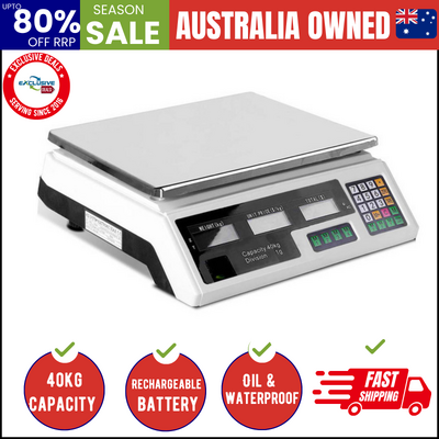 Scales Digital Kitchen 40Kg Weighing Scales Platform Scales Lcd White