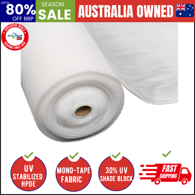 30% Shade Cloth 3.66X30M Shadecloth Wide Heavy Duty White