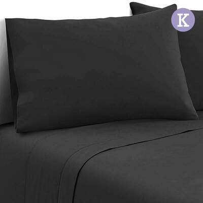 Giselle Bedding King Size 4 Piece Micro Fibre Sheet Set - Black