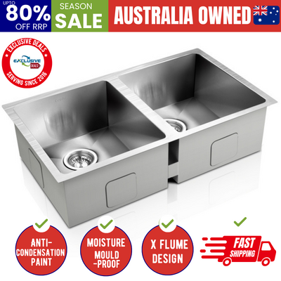 Kitchen Sink 77X45CM Stainless Steel Basin Double Bowl Laundry Silver