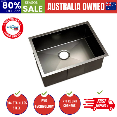 Kitchen Sink 60X45CM Stainless Steel Basin Single Bowl Laundry Black