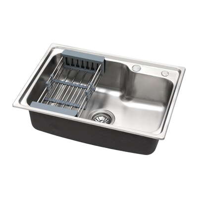 Kitchen Sink 61X43CM Stainless Steel Basin Single Bowl Black Drain Basket