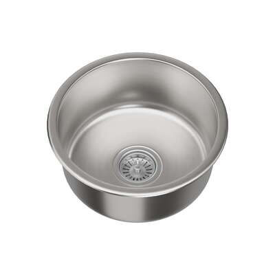 Kitchen Sink 43cm Round Stainless Steel Basin Single Bowl Silver