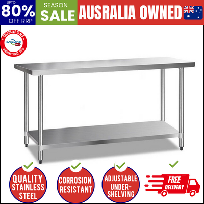 1829x610mm Stainless Steel Kitchen Bench