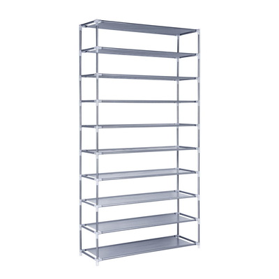 10-Tier Shoe Rack Stackable 50 Pairs Grey