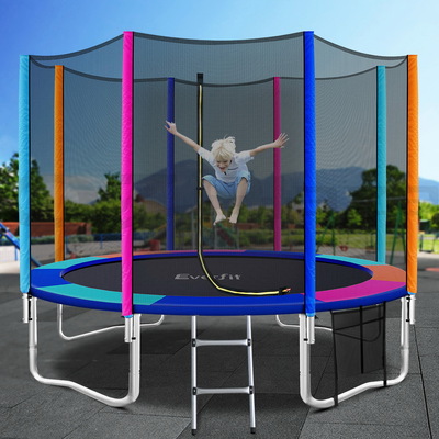 12Ft Trampoline For Kids W/ Ladder Enclosure Safety Net Pad Gift Round