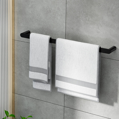 Towel Rail Rack Holder Single 600Mm Wall Mounted Stainless Steel Black