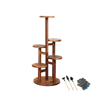 4-Tier Plant Stand Wood Wooden - Modern