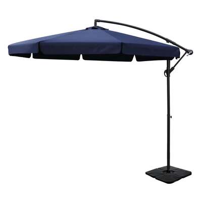 3M Outdoor Umbrella W/Base Cantilever Garden Beach Patio Navy