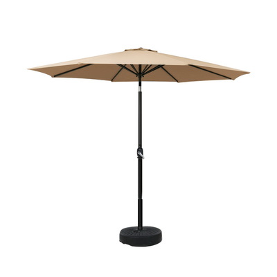 Outdoor Umbrella 2.7m Base Beach Pole Garden Tilt Sun Patio UV Beige