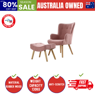 Armchair Set with Ottoman Pink Lansar