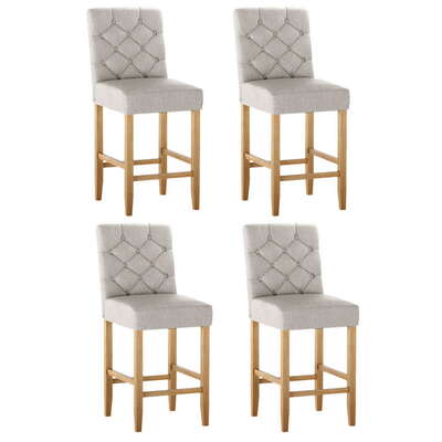 4X Bar Stools Linen Upholstered Chairs