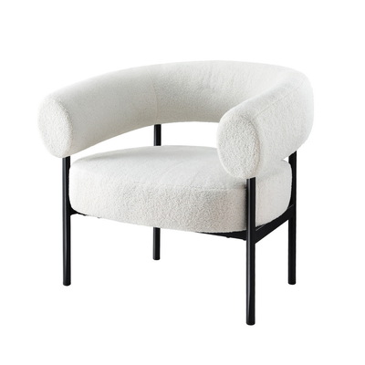 Armchair Accent Chair Curved Boucle White